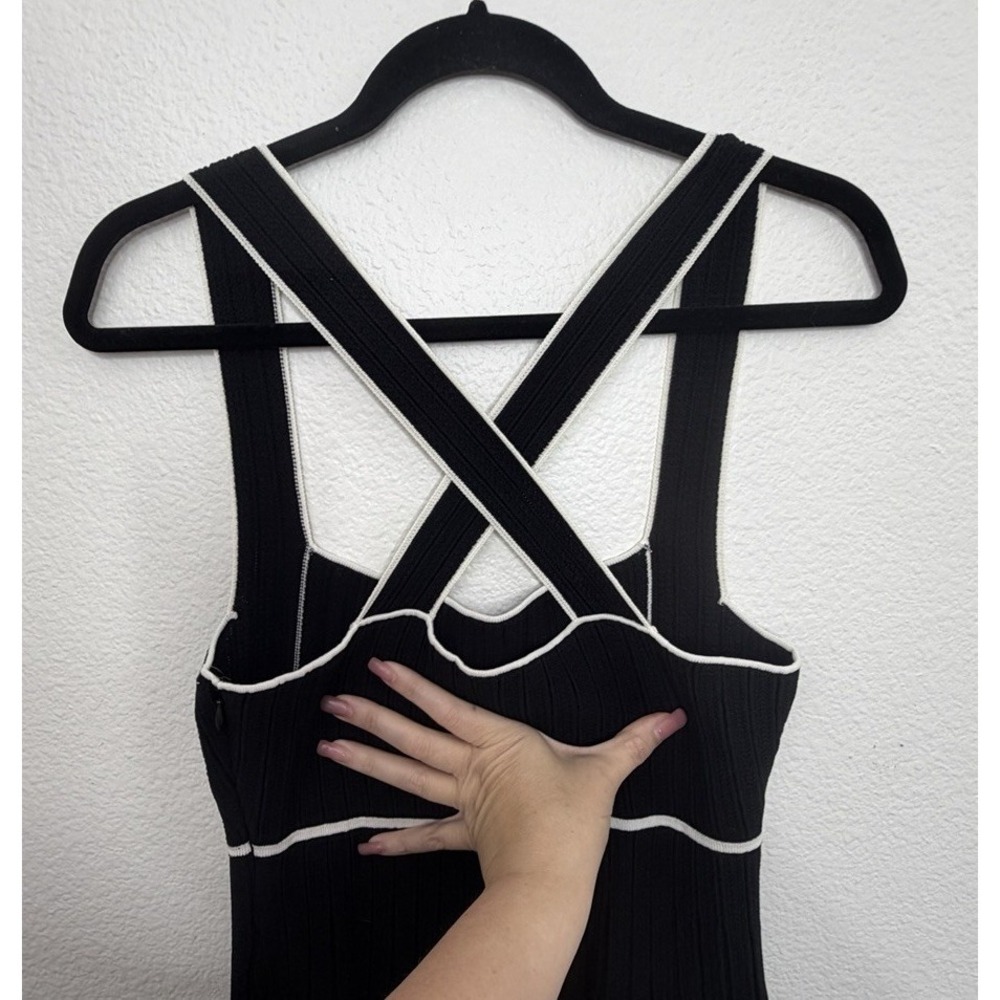 NWT Anthropologie Square-Neck Pleated Mini Black Noir Dress Size M - Picture 12 of 14